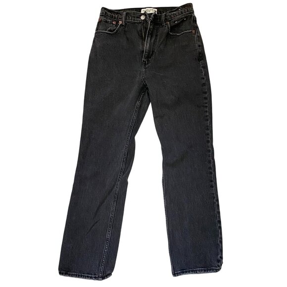 Abercrombie & Fitch The Ankle Straight Ultra High Rise Black Jeans Size 26/ 2R - Picture 1 of 6